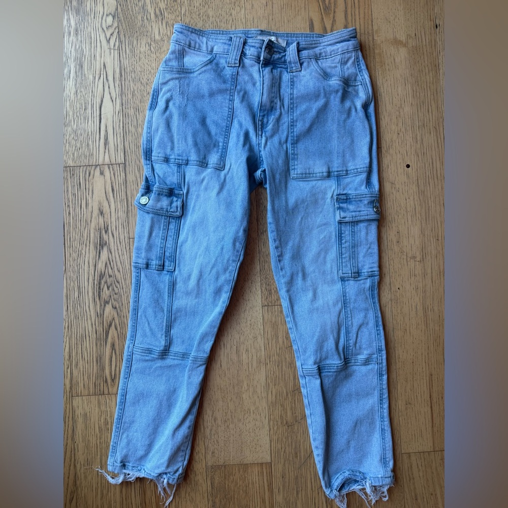 KanCan Sky Blue Cargo Jeans